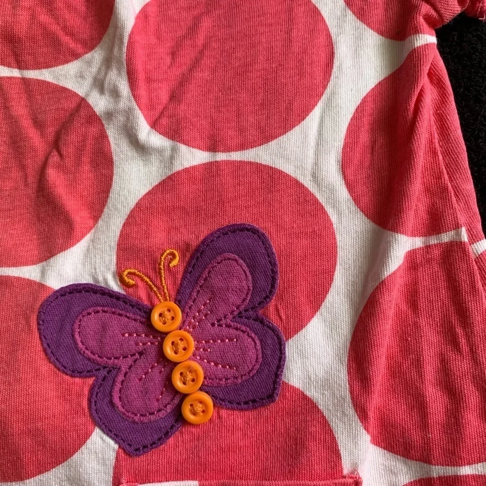 Pink and White Polka Dot Dress with Butterfly